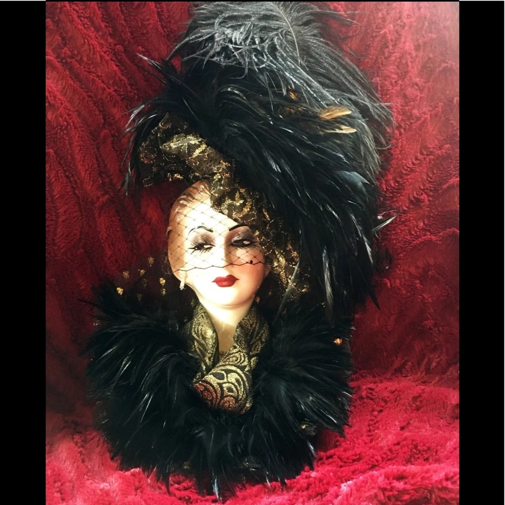 Unique creations bust mask vintage gem glam signed